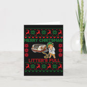 Litter's Full Merry Christmas Funny Cat Lover Ugly Kaart (Voorkant)