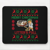 Litter's Full Merry Christmas Funny Cat Lover Ugly Muismat (Voorkant)