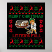 Litter's Full Merry Christmas Funny Cat Lover Ugly Poster (Voorkant)