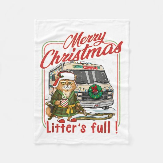 Litter's Full Merry Christmas Funny Cat Lovers Hol Fleece Deken (Voorkant)