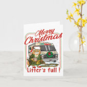 Litter's Full Merry Christmas Funny Cat Lovers Hol Kaart (Gele Bloem)