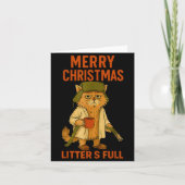 Litter's Full Merry Christmas Funny Cat Lovers Hol Kaart (Voorkant)