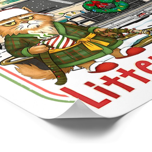 Litter's Full Merry Christmas Funny Cat Lovers Hol Poster (Hoek)