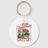 Litter's Full Merry Christmas Funny Cat Lovers Hol Sleutelhanger (Voorkant)