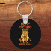 Litter's Full Merry Christmas Funny Cat Lovers Hol Sleutelhanger (Voorkant)