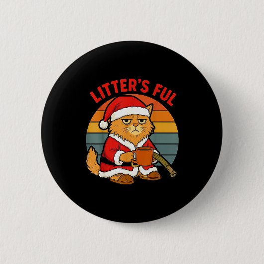 Litter's Volle Kattenkerstkostuum Vermoeide Litter Ronde Button 5,7 Cm (Voorkant)