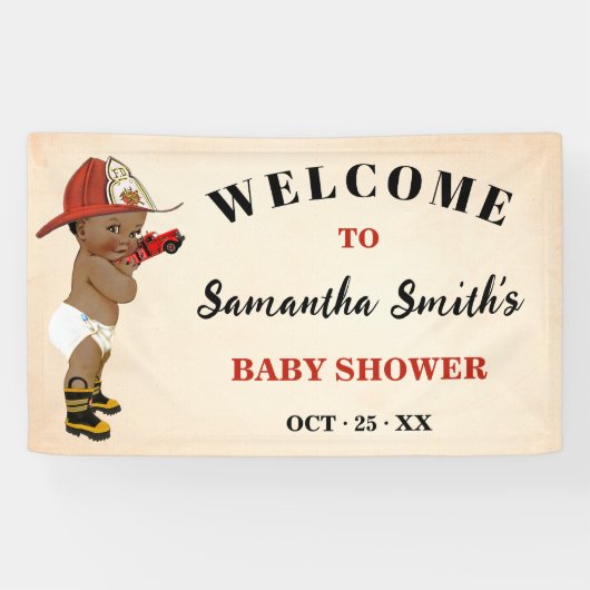 Little AA Brandweerman Welkom Baby shower Banner (Horizontaal)
