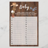 Little AA Cowboy Baby ABC Baby shower Game Kaart (Voorkant)