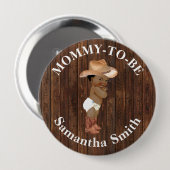 Little AA Cowboy Western Baby shower Mom to be Ronde Button 4,0 Cm (Voorkant /achterkant)
