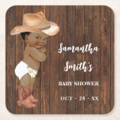 Little AA Cowboy Western Baby shower Party Decor Kartonnen Onderzetters (Voorkant)