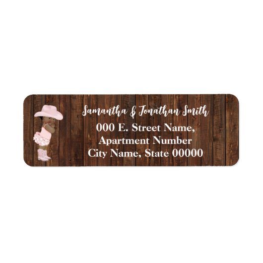 Little AA Cowgirl Baby shower Retouradres Etiket (Voorkant)