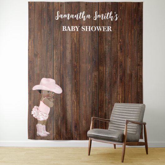 Little AA Cowgirl Western Baby shower Wandkleed (In situ)