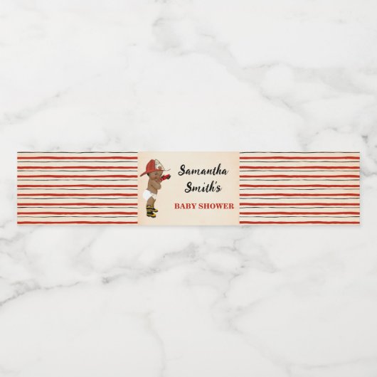 Little AA Fireman Baby shower Waterflesetiket Waterfles Etiket (Enkel label)