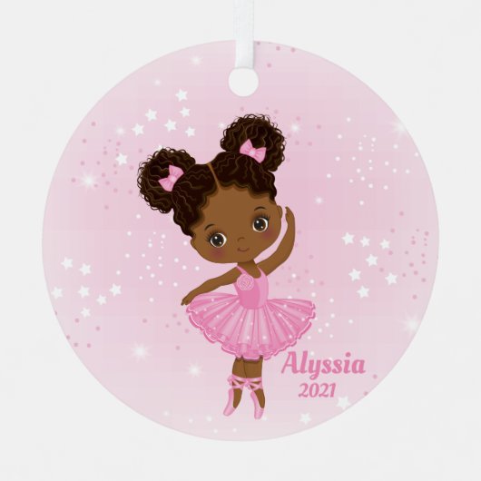 Little African American Ballerina Round Ornament (Voorkant)
