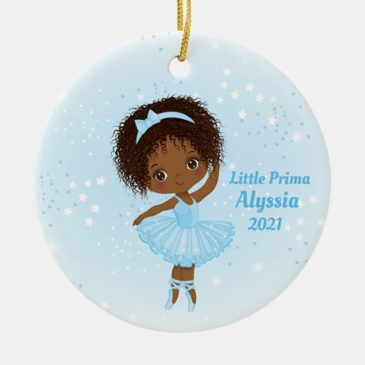 Little African American Ballerina Round Ornament (Voorkant)