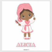 Little African American Spa Girl Vinyl Sticker (Vel)