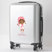 Little African American Spa Girl Vinyl Sticker (Koffer)