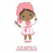 Little African American Spa Girl Vinyl Sticker (Voorkant)