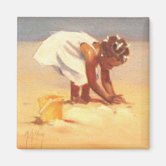 Little African Girl on Beach Magneet (Voorkant)