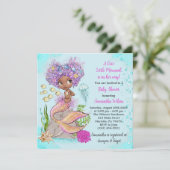 Little African Mermaid Baby shower Invitation Kaart (Staand voorkant)