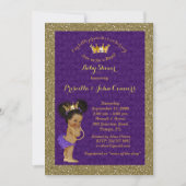 Little Afro Princess Baby shower Invitation, paars Kaart (Voorkant)