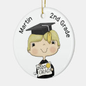 Little Afstuderen Boy Blond Hair Keramisch Ornament (Links)
