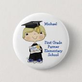 Little Afstuderen Boy Blond Hair Ronde Button 5,7 Cm (Voorkant)
