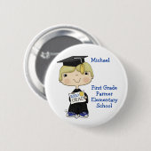 Little Afstuderen Boy Blond Hair Ronde Button 5,7 Cm (Voorkant /achterkant)