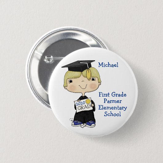 Little Afstuderen Boy Blond Hair Ronde Button 5,7 Cm (Voorkant /achterkant)