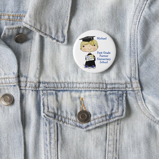Little Afstuderen Boy Blond Hair Ronde Button 5,7 Cm (In situ)