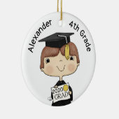 Little Afstuderen Boy Brown Hair Keramisch Ornament (Rechts)