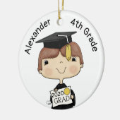 Little Afstuderen Boy Brown Hair Keramisch Ornament (Links)