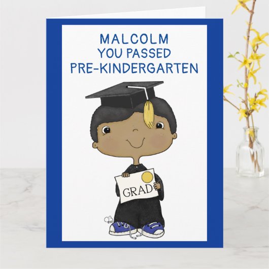 Little Afstuderen Boy Dark Skin Big Kaart (Gele Bloem)