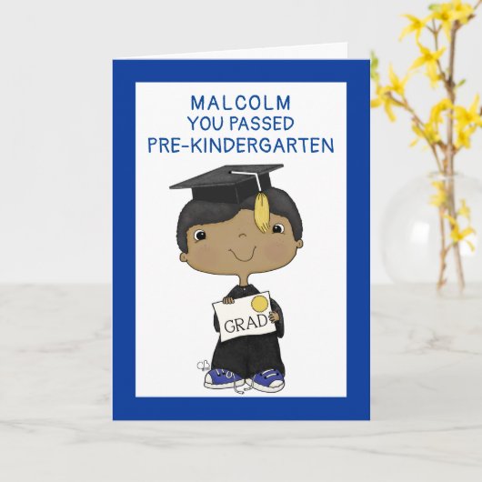 Little Afstuderen Boy Dark Skin Kaart (Gele Bloem)