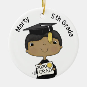 Little Afstuderen Boy Dark Skin Keramisch Ornament
