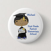 Little Afstuderen Boy Dark Skin Ronde Button 5,7 Cm (Voorkant)