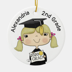 Little Afstuderen Girl Blond Hair Keramisch Ornament
