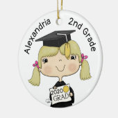 Little Afstuderen Girl Blond Hair Keramisch Ornament (Links)