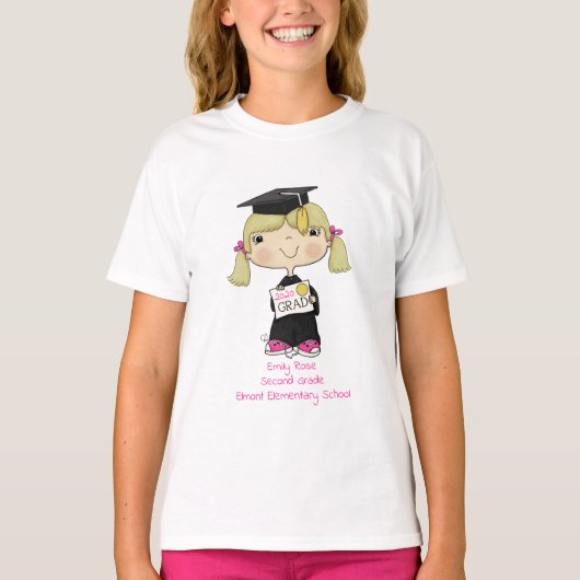 Little Afstuderen Girl Blond Hair T-shirt (Voorkant)