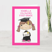 Little Afstuderen Girl Brown Hair Kaart (Voorkant)