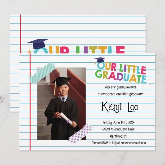 Little Afstuderen Invitation Kaart (Voorkant / Achterkant)