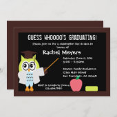 Little Afstuderen Owl Invite Kaart (Voorkant / Achterkant)