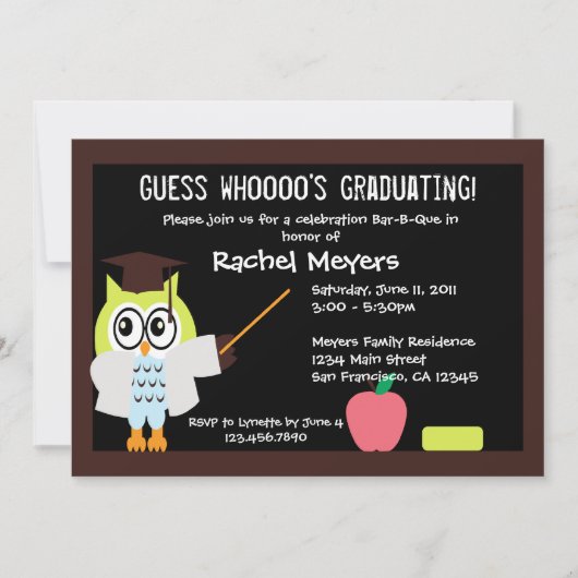 Little Afstuderen Owl Invite Kaart (Voorkant)