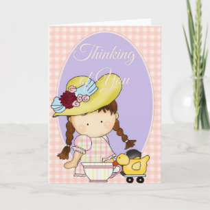 Little Agnus Girl Thinking of You Wenskaart 4 Kaart