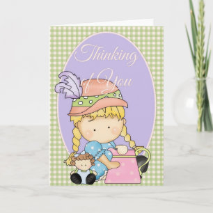 Little Agnus Girl Thinking of You Wenskaart 6 Kaart