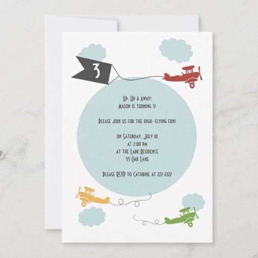 Little Airplanes Birthday Invitation Kaart (Voorkant)