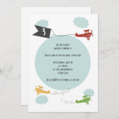 Little Airplanes Birthday Invitation Kaart (Voorkant / Achterkant)