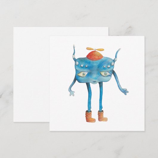 Little Alien Pi Bedankkaart (Voorkant / Achterkant)