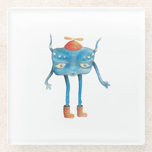 Little Alien Pi Glazen Onderzetter (Voorkant)