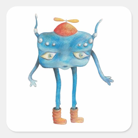 Little Alien Pi Vierkante Sticker (Voorkant)